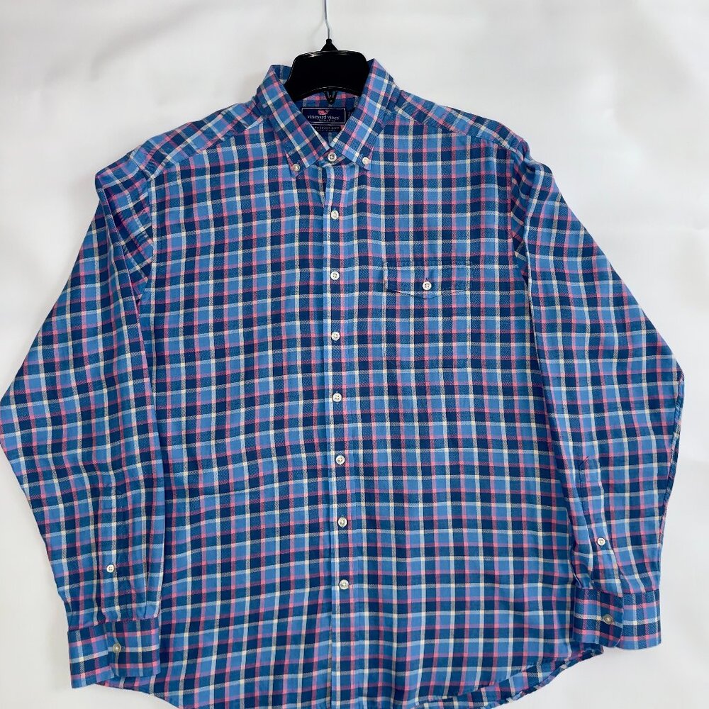 Vineyard Vines Me Long Sleeve Button Down Slim Fit Crosby Shirt- L Blue Pink